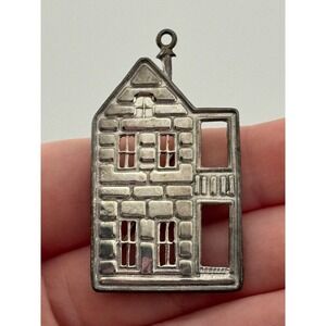 Vintage Sterling Silver Charleston Single House Brooch Pendant SC South Carolina